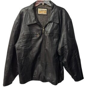 Trails and men’s heavy fully lined black leather jacket